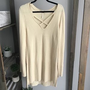 Free People Cream Tunic Sweater Long Sleeve